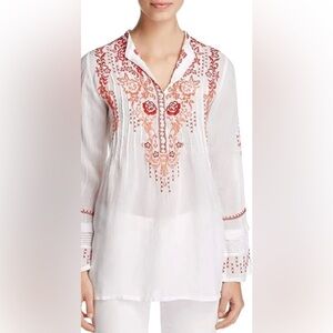 Beautiful JOHNNY WAS Ross Red Embroidered Tunic Top - SZ Small